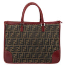 FENDI Zucca Canvas Hand Bag Black Brown Auth 149704-3