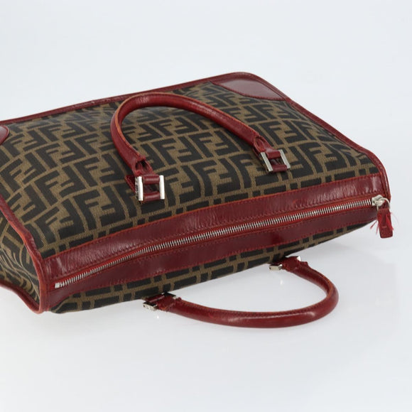 FENDI Zucca Canvas Hand Bag Black Brown Auth 149704
