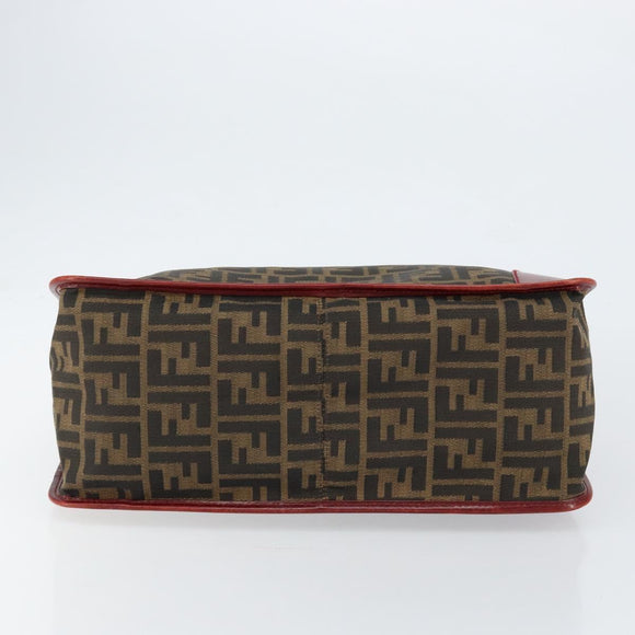 FENDI Zucca Canvas Hand Bag Black Brown Auth 149704