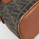 FENDI Zucca Canvas Hand Bag PVC Vintage Black Brown gold Auth 149705-14