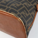 FENDI Zucca Canvas Hand Bag PVC Vintage Black Brown gold Auth 149705-15