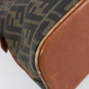 FENDI Zucca Canvas Hand Bag PVC Vintage Black Brown gold Auth 149705-16