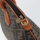 FENDI Zucca Canvas Hand Bag PVC Vintage Black Brown gold Auth 149705-18