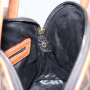 FENDI Zucca Canvas Hand Bag PVC Vintage Black Brown gold Auth 149705-20