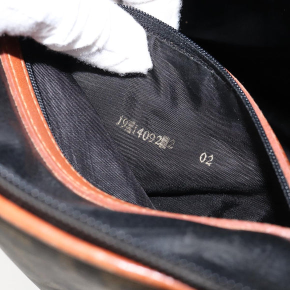 FENDI Zucca Canvas Hand Bag PVC Vintage Black Brown gold Auth 149705