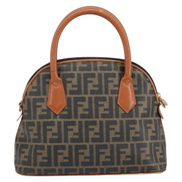 FENDI Zucca Canvas Hand Bag PVC Vintage Black Brown gold Auth 149705 - 0