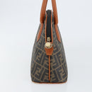 FENDI Zucca Canvas Hand Bag PVC Vintage Black Brown gold Auth 149705-3