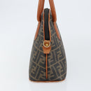 FENDI Zucca Canvas Hand Bag PVC Vintage Black Brown gold Auth 149705-4