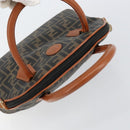 FENDI Zucca Canvas Hand Bag PVC Vintage Black Brown gold Auth 149705-6