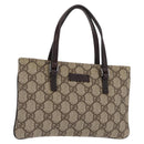 GUCCI GG Supreme Hand Bag PVC Beige Silver 114599 Auth 149706-1