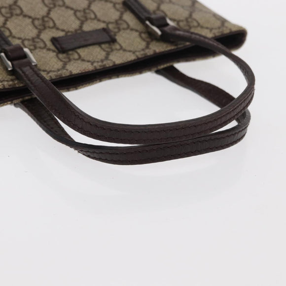 GUCCI GG Supreme Hand Bag PVC Beige Silver 114599 Auth 149706