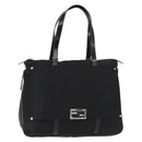 FENDI Zucchino Canvas Tote Bag Black Silver Auth 149710-1