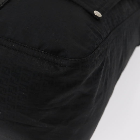 FENDI Zucchino Canvas Tote Bag Black Silver Auth 149710