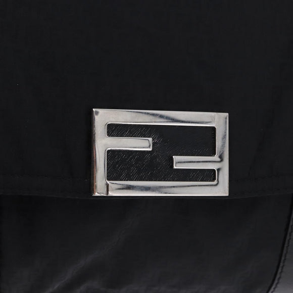 FENDI Zucchino Canvas Tote Bag Schwarz Silber Auth 149710