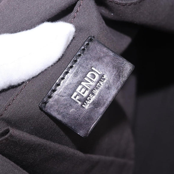 FENDI Zucchino Canvas Tote Bag Schwarz Silber Auth 149710