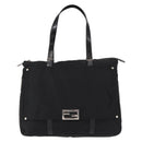 FENDI Zucchino Canvas Tote Bag Black Silver Auth 149710-13