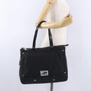FENDI Zucchino Canvas Tote Bag Schwarz Silber Auth 149710-27