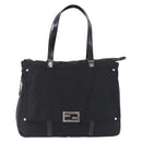 FENDI Zucchino Canvas Tote Bag Schwarz Silber Auth 149710-13