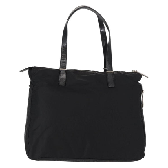 FENDI Zucchino Canvas Tote Bag Black Silver Auth 149710