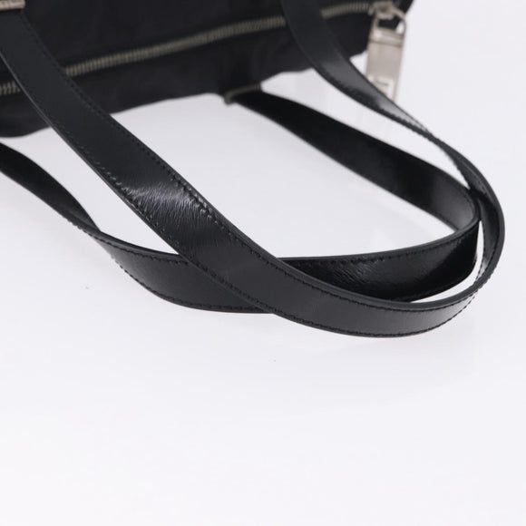 FENDI Zucchino Canvas Tote Bag Schwarz Silber Auth 149710