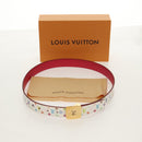 LOUIS VUITTON Multicolor Ceinture Carre Belt White M9682 LV Auth 149716A-12
