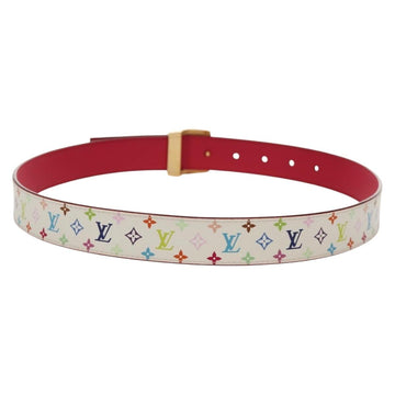 LOUIS VUITTON Multicolor Ceinture Carre Belt White M9682 LV Auth 149716A - 0