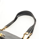 CHANEL Matelasse Big COCO Mark Chain Bag Lamb Skin Black Gold CC Auth 149721-15