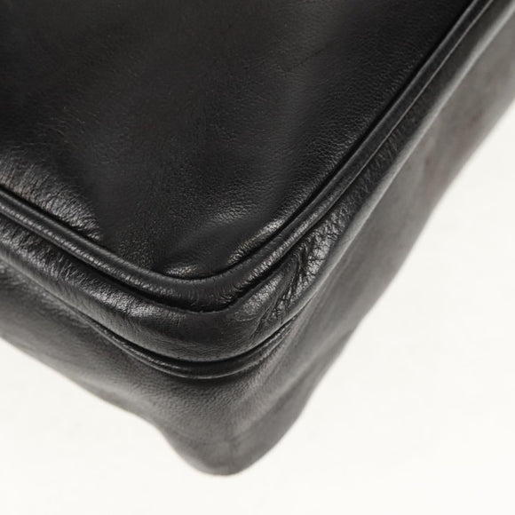 CHANEL Matelasse Big COCO Mark Chain Bag Lamb Skin Black Gold CC Auth 149721