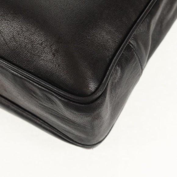 CHANEL Matelasse Big COCO Mark Chain Bag Lamb Skin Black Gold CC Auth 149721