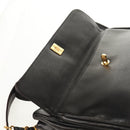 CHANEL Matelasse Big COCO Mark Chain Bag Lamb Skin Black Gold CC Auth 149721-10