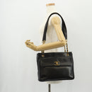 CHANEL Matelasse Big COCO Mark Chain Bag Lamb Skin Black Gold CC Auth 149721-28