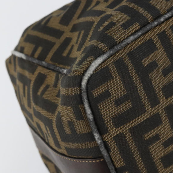 FENDI Zucca Canvas Hand Bag Black Brown gold Auth 149724