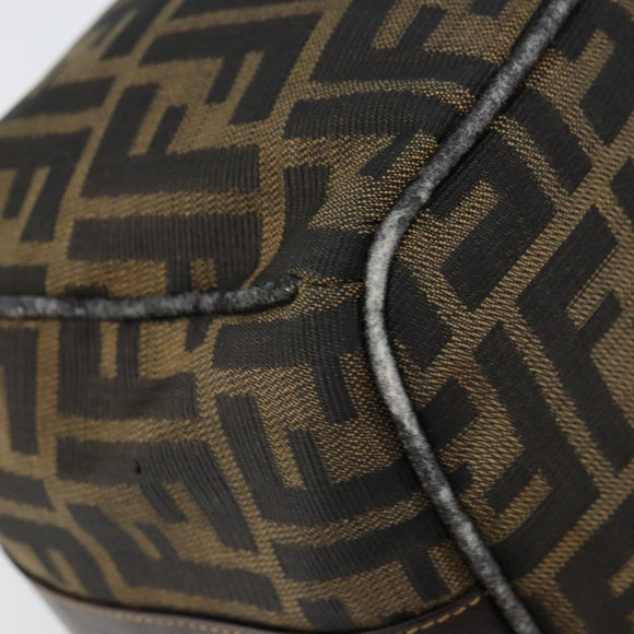 FENDI Zucca Canvas Hand Bag Black Brown gold Auth 149724