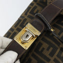 FENDI Zucca Canvas Hand Bag Black Brown gold Auth 149724-17