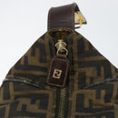 FENDI Zucca Canvas Hand Bag Black Brown gold Auth 149724-18