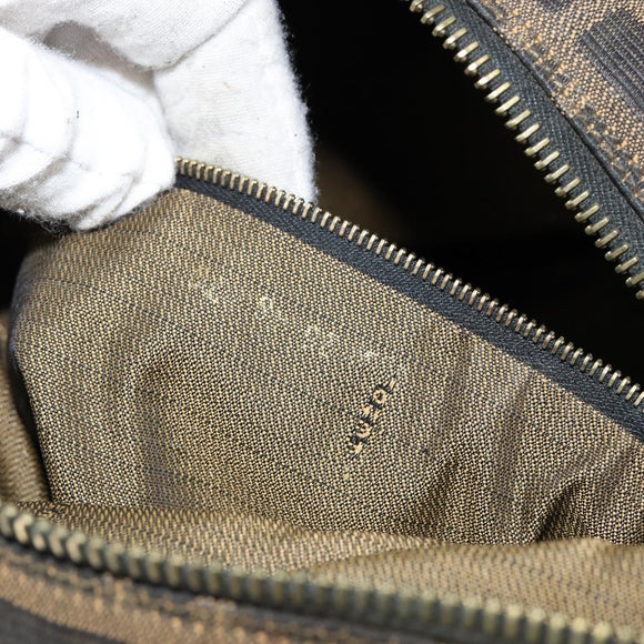 FENDI Zucca Canvas Hand Bag Black Brown gold Auth 149724