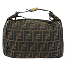 FENDI Zucca Canvas Hand Bag Black Brown gold Auth 149724-2