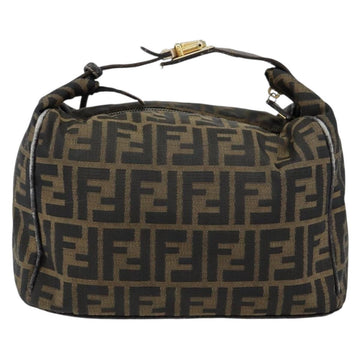 FENDI Zucca Canvas Hand Bag Black Brown gold Auth 149724 - 0