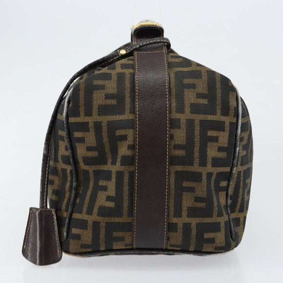 FENDI Zucca Canvas Hand Bag Black Brown gold Auth 149724