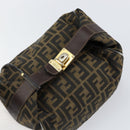 FENDI Zucca Canvas Hand Bag Black Brown gold Auth 149724-6
