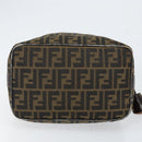 FENDI Zucca Canvas Hand Bag Black Brown gold Auth 149724-5