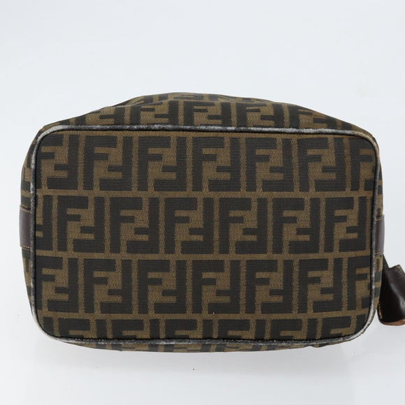 FENDI Zucca Canvas Hand Bag Black Brown gold Auth 149724