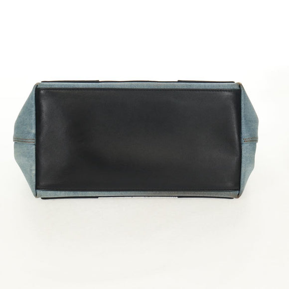 BALENCIAGA Navy Cabas S Hand Bag PVC Leather Blue Silver 339933 Auth 149725