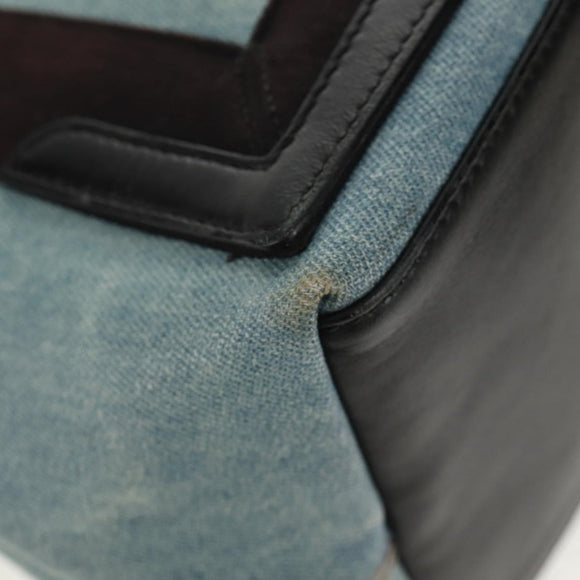 BALENCIAGA Navy Cabas S Hand Bag PVC Leather Blue Silver 339933 Auth 149725