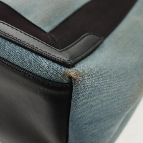 BALENCIAGA Navy Cabas S Hand Bag PVC Leather Blue Silver 339933 Auth 149725