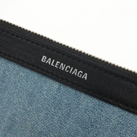 BALENCIAGA Navy Cabas S Hand Bag PVC Leather Blue Silver 339933 Auth 149725