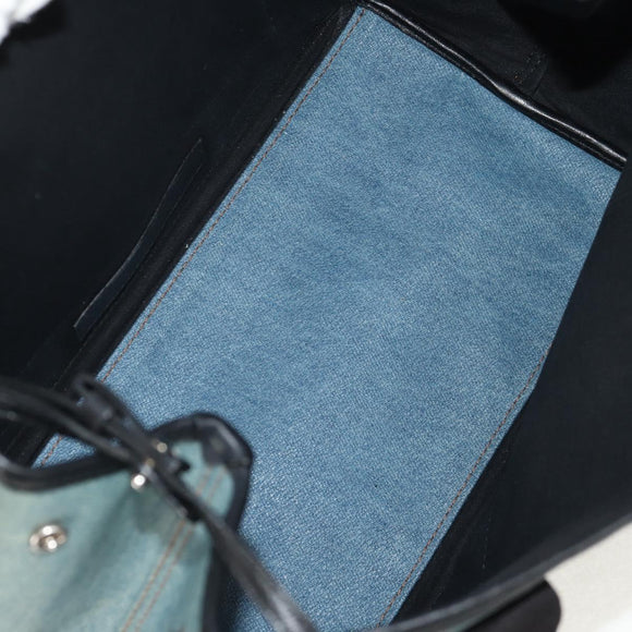 BALENCIAGA Navy Cabas S Hand Bag PVC Leather Blue Silver 339933 Auth 149725