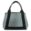 BALENCIAGA Navy Cabas S Hand Bag PVC Leather Blue Silver 339933 Auth 149725-2
