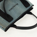 BALENCIAGA Navy Cabas S Hand Bag PVC Leather Blue Silver 339933 Auth 149725-14