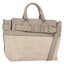 BURBERRY Medium Belt Bag Hand Bag Canvas 2way Beige Silver Auth 149727-1